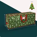 Waterproof dark green Christmas tree storage bag with festive snowflake and tree prints - Green Printed-Medium