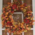 50cm autumn harvest wreath with sunflowers and maple leaves on a window backdrop - Sunflower And Maple Leaf Style (Model A) / 45cm