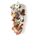 Couronne d'automne avec citrouilles blanches et feuilles d'érable pour décor de fête - Guirlande Verticale avec Citrouille et Feuille d'Érable (B008)
