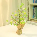Easter egg tree centerpiece in burlap base for spring home party tabletop decoration - Speckled Egg with Green Leaves Style (2)