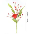 Artificial red rose flower branch with berries for home decor, 45cm 17.72inch tall - 45cm / 1 Piece/Pack