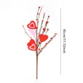 45cm Valentine heart berry branch decoration with red and pink heart ornaments - Single Branch Style