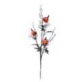Halloween Herbstdeko Zweig mit grinsenden Kürbissen und schwarzen Ahornblättern Deko - 55cm / Halloween Kürbis-Stecker (A044)