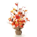 Decorazione autunnale da tavolo con foglie d'acero e zucche di velluto morbido - Albero di Zucca della Festa del Raccolto (B003)