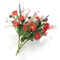 Bouquet de fleurs artificielles avec marguerites rouges et lavande pour décor de table - Combinaison de Plusieurs Tiges / Rouge