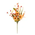 Bouquet d'automne artificiel avec tournesols et marguerites orange sur fond blanc pur - Style à Branche Unique / Jaune
