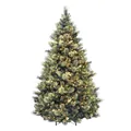 2.1m green PVC Christmas tree with warm LED lights, pine cones and metal stand - Pine Needle Christmas Tree (C049)