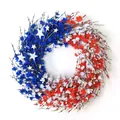 Patriotic July 4th Independence Day wreath with red white blue flowers and white stars - Style A(A070)