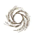 Primer plano de corona de vela de eucalipto de 30cm con bayas blancas y ramas - Estilo Rama Marrón Capullo Blanco (A048-13)