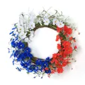 Patriotic red white and blue artificial daisy flower wreath on a rustic rattan base - Style C(A072)