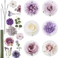 DIY paarse kunstbloemendoos met zijden rozen en stelen voor bruidsboeketten - Paarse DIY Bloemenkit / Gemengde paarse stijl