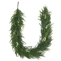 Grüne Norfolk-Tannengirlande mit weißen Beeren und Aufhängeschlaufe für Weihnachtsdeko - Weiße Beeren Stil (A059)
