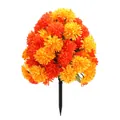 Vibrant gradient orange artificial marigold flower bush with integrated black ground stake - Orange Yellow Gradient
