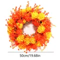 Ghirlanda autunnale con crisantemi arancioni per decorazioni di ringraziamento 50cm - Stile Crisantemo Arancione Autunnale (B050) / Diametro 50CM