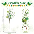 45 cm St. Patrick's Day Kleezweig mit Glitzerklee und grünen Beeren-Elementen - 45cm / Grüner Kleeblatt-Beeren-Stil (A091)