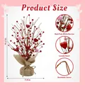 Albero decorativo di San Valentino con bacche rosse, cuori e base in iuta per la tavola - Stile San Valentino (A094)