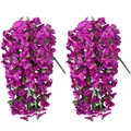 Hanging artificial bougainvillea in purple-pink with green leaves for outdoor wall decor - Fuschia