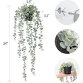 Künstliche hängende Eukalyptus Pflanze im schwarzen Topf für Wanddekoration 24 Zoll - Eukalyptus Hängende Topfpflanze / Graugrün