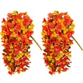 Detailed view of two dense bundles of artificial bougainvillea with red and orange flowers - Orange And Yellow