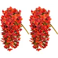 Detail of vibrant red and orange artificial bougainvillea vines with dense silk flower clusters - Wine Red Orange