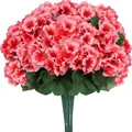 Artificial pink geranium bouquet with lifelike green leaves for home decoration - Pink