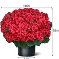 Artificial red geranium plant in black pot measuring 18 inches in height and width - Geranium Potted Plant / Red