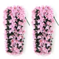 Set of 2 pink silk bougainvillea hanging vines for indoor and outdoor wall decoration - Pink