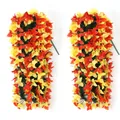 Artificial bougainvillea hanging basket flowers in vibrant red and yellow dual-tone vines - Sunset Red and Yellow