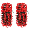 Artificial red bougainvillea hanging flowers with dense green leaves for wall decor - Red