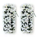 Artificial white bougainvillea silk flower strands with green leaves for home decoration - White