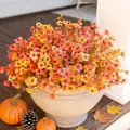 Artificial orange and yellow autumn flower arrangement in a white classical urn pot - Orange Yellow Gradient Style (A095-7)