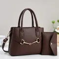 Dark brown leather handbag set with gold horsebit hardware and matching long wallet - 27/12/20 / Coffee