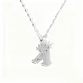 Close-up view of the sparkling rhinestone crown letter A pendant necklace with delicate chain. - Letter A