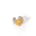 Close-up of shell-shaped stainless steel ring with gold and silver metallic finish - Multi-Scallop Marine Two-Tone Style (59-DQ-W-1806)