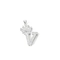 Exquisite crown letter V pendant, detailed close-up showing brilliant inlaid cubic zirconia. - Letter V