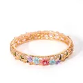 Detailed close-up of golden hollow cloisonné bracelet with colorful enamel flower patterns - Purple Blue Pink Floral Style (2-DQ-W-2202)