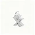 Close-up detail of silver crown letter X pendant necklace with sparkling zirconia stones. - Letter X