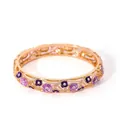 Detail of hollowed gold bangle featuring purple enamel grapes and micro-set crystals - Dark and Light Purple Floral Style (4-DQ-W-2202)