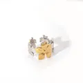 Detail of two-tone gold and silver floral open ring with adjustable geometric design - Natural Fresh Floral Style (40-DQ-W-1806)