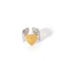 Detail of two-tone gold heart ring with radial texture and silver heart band - Radial Heart Two-Tone Style (53-DQ-W-1806)