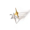 Detail of minimalist dual star open ring with contrasting gold and silver finish stars - Open Adjustable / Gold and Silver