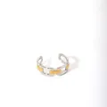 Macro detail of two-tone chain link design open ring with polished gold and silver finish - Industrial Chain Rectangle Two-Tone (48-DQ-W-1806)