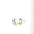 Close-up of dual-tone open ring with silver beads and golden center line detail - Wave Dot Branch Two-Tone (51-DQ-W-1806)