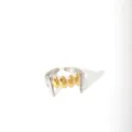 Detailed view of dual-tone gothic vampire fangs open ring in gold and silver finish - Creative Fangs Teeth Style (49-DQ-W-1806)