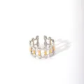 Detailed view of bicolor silver and gold geometric hollow chain link ring for women - Industrial Chain Hollow Two-Tone (28-DQ-W-1806)