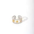 Detail shot of a mixed-metal open ring featuring star, heart, and moon beaded charms - Star Moon Heart Bead Decor (27-DQ-W-1806)