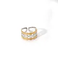Macro detail of two-tone gold and silver chain ring with adjustable open band - Hollow Chain Two-Tone Style (24-DQ-W-1806)