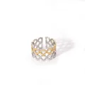 Detail of interlocking triple-layer镂空 geometric ring with gold and silver dual-tone finish - Lace Hollow Triple Layer Style (19-DQ-W-1806)