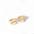 Detail view of 18K gold plated hoop earrings with pear-cut zircon halo setting - 1-DQ-W-2156 White