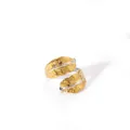 Detail of leaf ring showing dual-tone gold and silver finish with realistic vein texture - Leaf Vein Double Leaf Style (14--DQ-W-1806)